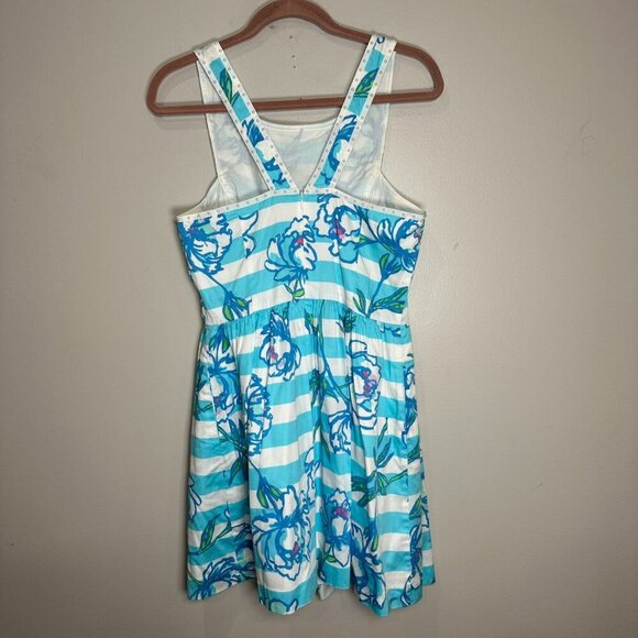 Lilly Pulitzer Sandrine Dress Tossing the Line Striped Floral Size 8 preppy - Picture 9 of 9